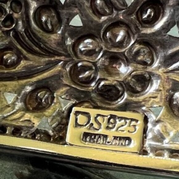 DS 925 Thailand Signed Solid Sterling Silver Etched Floral Cuff Bracelet - Picture 6 of 6